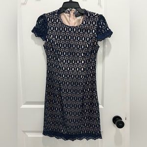 5/6 navy & cream dress